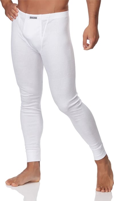 Timone Heren Thermobroek - Sport - Sporbroek - Lang - Katoen - TI-SS-Pants-114 - Wit - M
