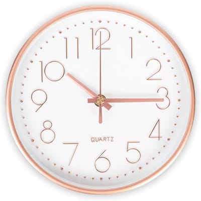 Moderne stille wandklok 20cm - geen tikkende klok voor kantoor en woonkamer - roségoud