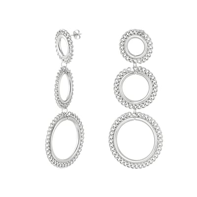 Bijoutheek Oorknoppen Triple Circle Chain Zilver