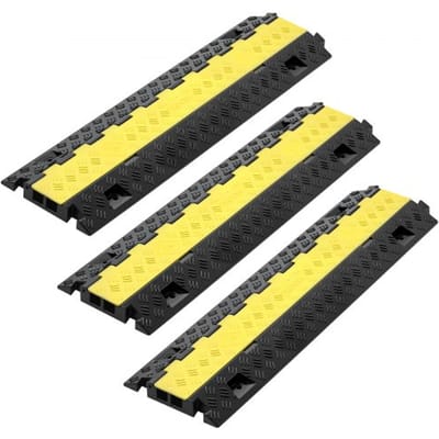VEVOR 940 Mm Kabelbeschermer, 9979 Kg/Aslast, 2-Kanaals (31 X 28 Mm) Tpu Kabelbeschermer, Struikelbeveiliging, Vloerbedekking, voor Ruimtes met Hoge Drempels, Thuis, Kantoor, Magazijn, 3-Pack