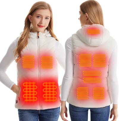 MEETHOO Verwarmd Vest Dames | Gewatteerde Elektrische Bodywarmer | Verwarmde Bodywarmer | USB | Powerbank niet inbegrepen-Wit-XL