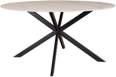Eettafel rond 150cm Jenna marmerlook wit ronde tafel steen