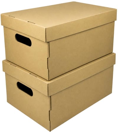 CM Huis Opbergbox - 2x - Opbergdoos - beige - karton - opvouwbaar - 37 x 29 x 17 cm - met deksel - organiseren - opruimen - 18 liter