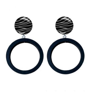 Clip oorbellen -Lijn- zwart hout- geen gaatje- Charme Bijoux