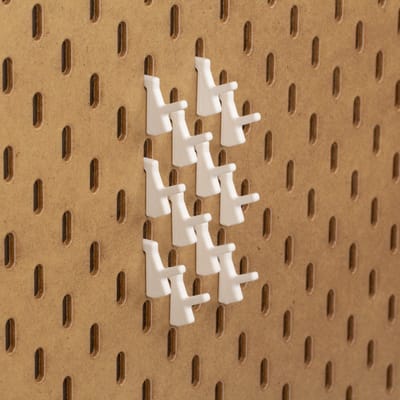 12x Naaispoelhouder - Enkelvoudig - Past op IKEA Skadis pegboards - Wit - Verticaal design - Set