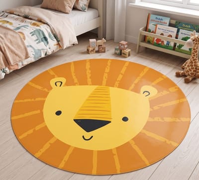 Vinyl | Vloerkleed vinyl rond | Leeuwtje | 150 cm Rond