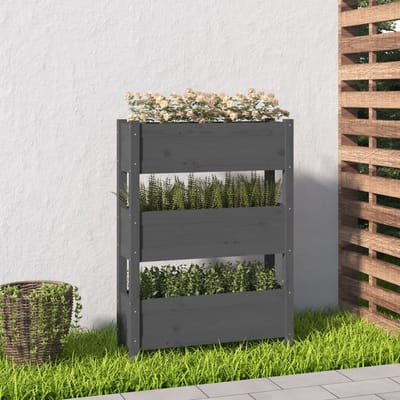 vidaXL - Plantenbak - 77x25x104,5 - cm - massief - grenenhout - grijs