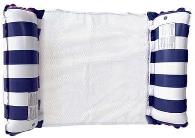 Opblaasbaar zwembed - Drijvend bed - Strandstoel - Watermatras - Waterhangmat - Opvouwbaar - Inclusief luchtpomp, kan tot 200 kg dragen - 125 x 70 cm - Geschikt voor zwembaden, stranden en meren - Donkerblauw