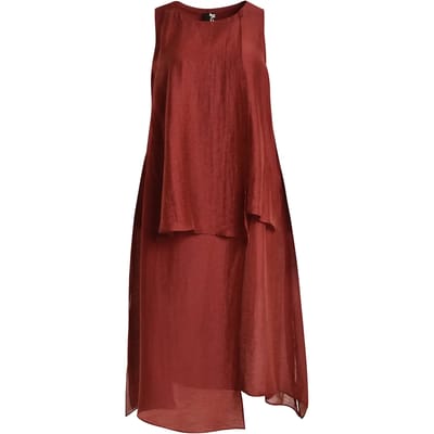 Mouwloze jurk in gemengde linnen voor dames Mat Fashion Layered