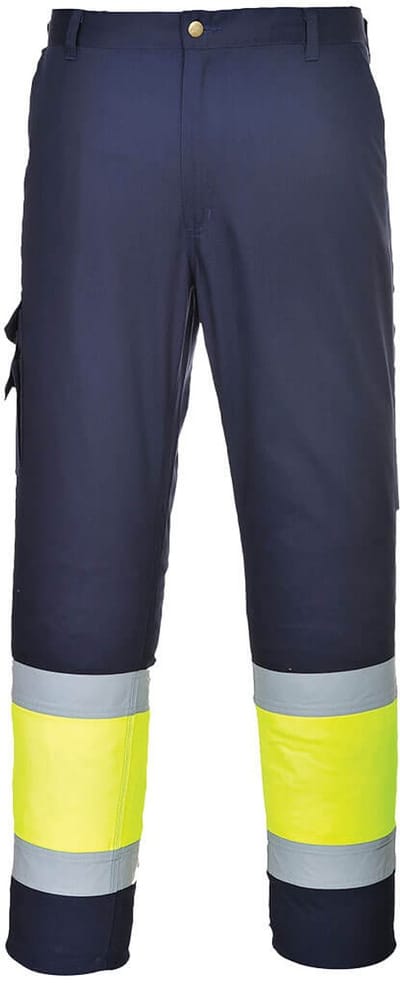 Portwest Hi-Vis lichtgewicht Tweekleuren Combat Broek L049 - Geel/Marine - L