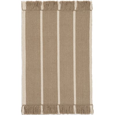 Ferm Living Calm Kelim deurmat - dark sand/off-white