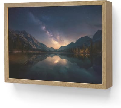 Wandlamp 40x30 cm - Oplaadbaar - Kristalhelder meer - Bergen - Bergen - Wandlampen binnen woonkamer - Slaapkamer lamp - Decoratieve nachtlamp - Vloerlamp draadloos