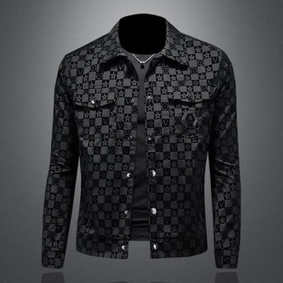 Veste de printemps pour homme grande taille à revers coupe slim L black