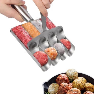 Handmatige Vleesbal Maker met Snijspatel van RVS voor het Maken van Vleesballen, Koekjes en Visballen - Ideaal Keukengereedschap voor Snel en Eenvoudig Koken