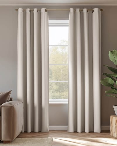 HOOMstyle Kant en Klaar gordijn met ringen Amber - Verduisterend - Geschikt voor gordijnroede - 140x270cm - Off White / Beige