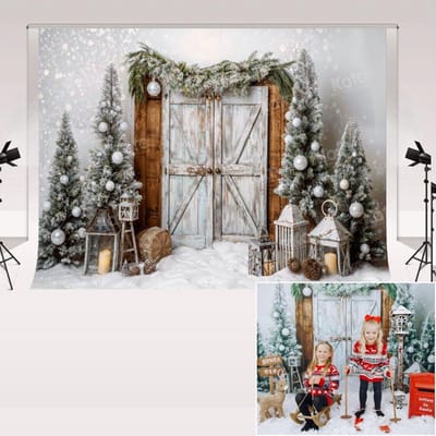 Dailygoods - Fotografie Achtergrond - Winter Sneeuw Scène - Ideaal voor Feestdagen - 2,2 x 1,5 m - Creatieve Fotoshoots - Geschikt voor Kinderen - Spr...