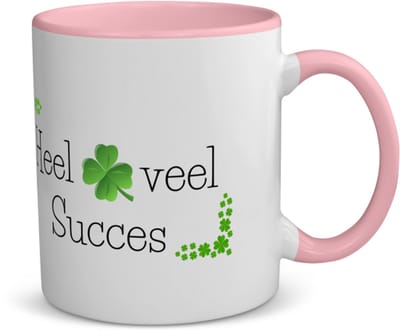 Akyol - afscheid collega cadeau - koffiemok - theemok - roze - Collega - collega met opdruk - collega kado - collega cadeau - collega afscheid - klavertje vier - verjaardag - liefste collega - leuk kado om te geven - 350 ML inhoud