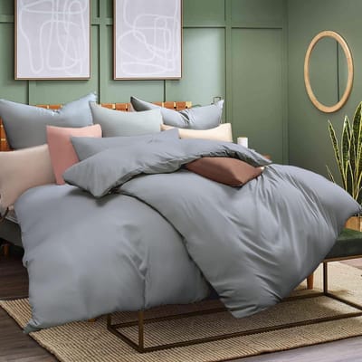 Famanu – Dekbedovertrekset 135 x 200 cm 4-delig microvezel grijs