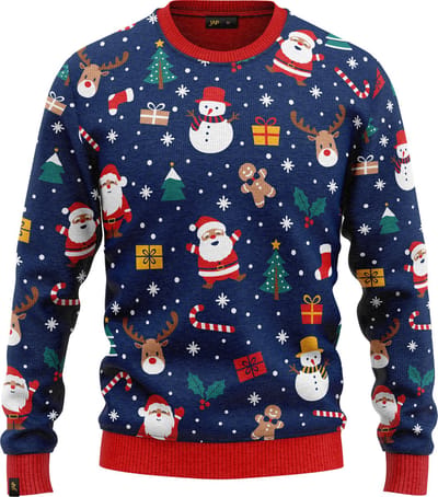 JAP Christmas Kersttrui voor kinderen (maat 98/104) - 100% Gerecycled - Kriebelt niet - Kerstcadeau - Foute Kersttrui jongens en meisjes (3/4 jaar) - Christmas tale - Donker blauw