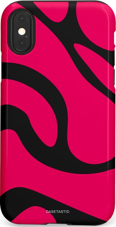 Casetastic hoesje geschikt voor Apple iPhone X / Apple iPhone XS - Dubbellaagse bescherming - Zwart Roze Mamba Golven - Fashion Case - Roze Zwart