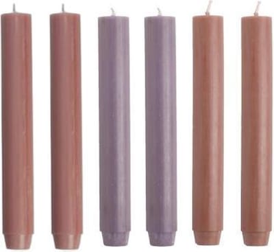Cactula | Dikke Dinerkaarsen | 18 x 2.6 cm | in Trendy 2021 kleuren | 6 stuks | 14 branduren | Oud Oud Roze / Antiek Paars / Brique
