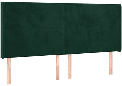 vidaXL - Hoofdbord - met - randen - 163x16x118/128 - cm - fluweel - donkergroen