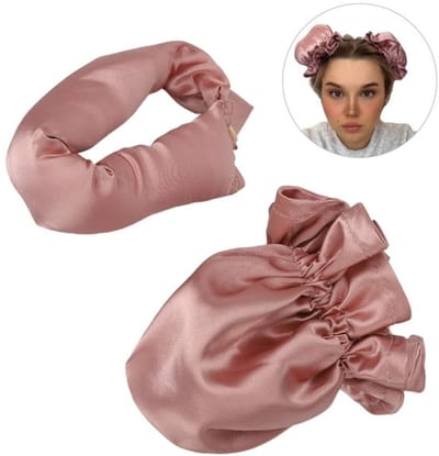2 stuks - Eenvoudige Fohnborstel - Haarkrullers & -rollers- satijnen ribbon - Heatless - roze