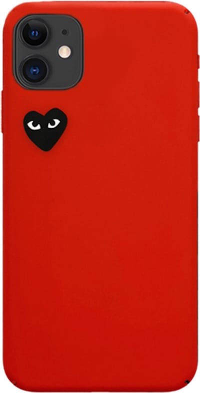 ShieldCase Heart Eyes hoesje geschikt voor Apple iPhone 11 - Hoesje met Zwart hartje - Hartjespatroon telefoonhoesje - Rood
