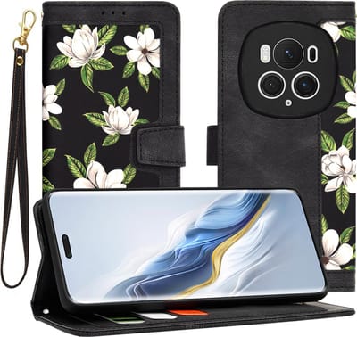 Hoesje geschikt voor HONOR Magic6 Pro - Techsuit FlipCraft Book Wallet Case met koord - Flowers of the Dawn