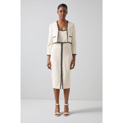 LK Bennett Jk Tara - V-neck Edge To Cream/navy Maat: 20 | Outlet | Dames | Wit