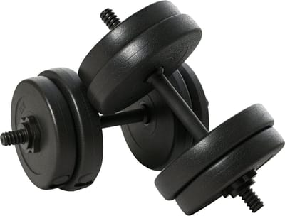 1 set - 20 kg halter (4 halsters van 2,5 kg, 4 halsters van 2 kg) - inclusief 8 ronde platen van 2 kg en 2,5 kg - diameter 25 mm - geschikt voor thuisonderwijs - zwart