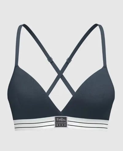 Katoenen triangle BH - katoenen Dames bralette zonder vulling - Niet voorgevormd - XL - Blauw
