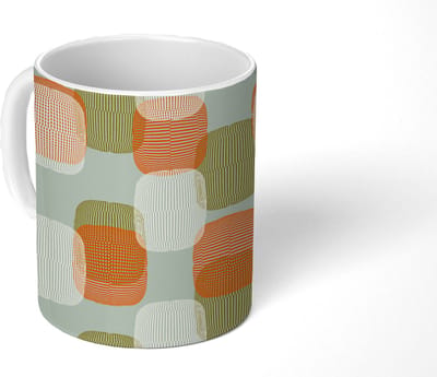 Mok - Koffiemok - Retro - Patroon - Pastel - Mokken - 350 ML - Beker - Koffiemokken - Theemok