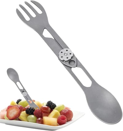 Titanium Spork - Opvouwbaar Bestek - Outdoor Eten - Roestbestendig Ontwerp - 16.7 cm - Meerkleurig
