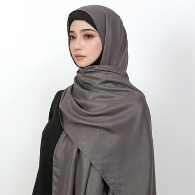 Femme Grande Taille Uni Uni Mousseline Plissée Argenté Hijab Écharpe Dame Haute Qualité Châles Et Écharpes Bandeau Musulman Turban Islamique gray