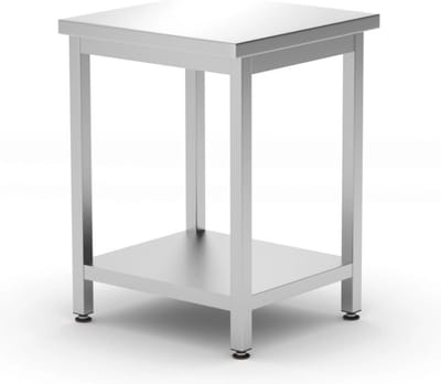 HENDI Centrale werktafel met schap – roestvast staal – verstelbare poten – 600x600x850 mm