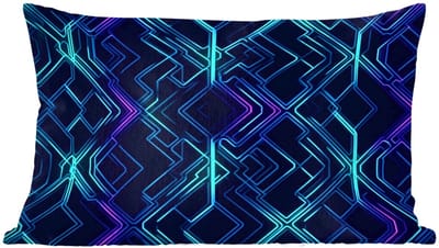 Sierkussens - Kussentjes Woonkamer - 60x40 cm - Ruitvormen - Abstract - Neon - Paars