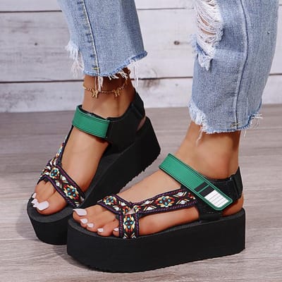 Nieuwe Sandalen Dames Zomer Mode Casual Strand Schoenen Comfortabel En Lichtgewicht Dikke Zool Grote Maat Dames Schoenen 39 groen