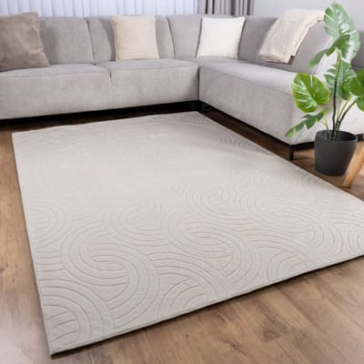 Crème Tapijt Wasbaar Laagpolig Vloerkleed met Anti Slip Koho Japandi Stijl Wasbaar op 30° - 70x150cm- Modern - Woonkamer - Salon - Slaapkamer - Eetkamer