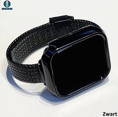 Stravo Slank Milanees RVS Bandje – Geschikt voor Apple Watch 42mm (Series 11/10), 41mm (Series 9/8/7), 40mm (Series 6/5/4, SE 3/2/1), 38mm (Series 3/2/1) – Milanese Horlogebandje met Magnetische Veiligheidssluiting – Zwart