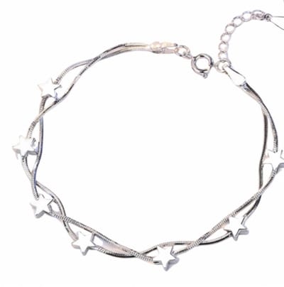 Enkelbandje- zilver-Ster-16 cm - Charme Bijoux