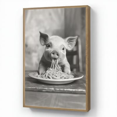 Wandlamp 60x90 cm - Oplaadbaar - Varken - Schattig - Spaghetti - Zwart wit - Dier - Wandlampen binnen woonkamer - Slaapkamer lamp - Decoratieve nachtlamp - Vloerlamp draadloos