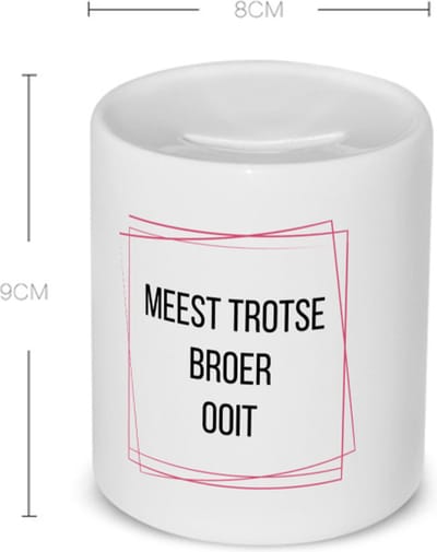 Akyol - meest trotse broer ooit Spaarpot - Broer - trotse broer - verjaardagscadeau - verjaardag - cadeau - cadeautje voor broer - broer artikelen - kado - geschenk - gift - 350 ML inhoud