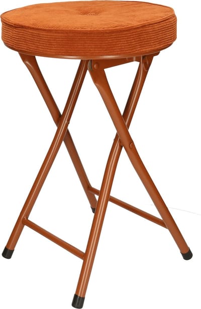 Home & Styling Bijzet krukje/stoel - Opvouwbaar - Bruin - Ribcord - D33 x H49 cm