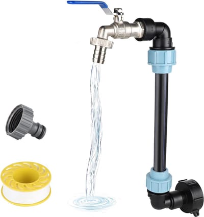1000L messing tankklep – S60x6 adapterfitting met 3/4” grove schroefdraad – kogelkraan geschikt voor IBC-tanks