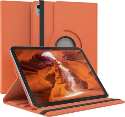 Hoes geschikt voor iPad A16 hoes 11th Generation 11 Inch 2025 Oranje / iPad 2022 (10.9) 10e generatie draaibare bookcase 360° Case