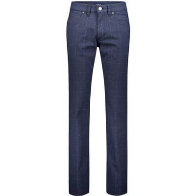 Gardeur Broek Bill Wool-Look Soft Touch Check Marine / male