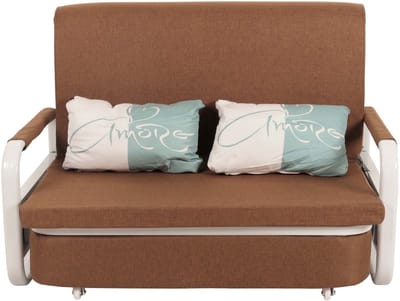 Slaapbank MCW-M83, slaapbank bank, slaapfunctie bedstee ligoppervlak, 130x185cm ~ stof/textiel bruin