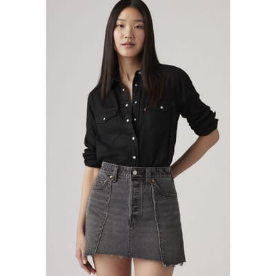 Levi's Iconic Lightweight Western Shirt Maat: S | Longsleeves Outlet | Dames | Zwart
