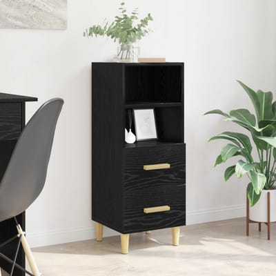 vidaXL - Dressoir - Zwart - eiken - 34 - x - 34,5 - x - 90 - cm - Bewerkt - hout